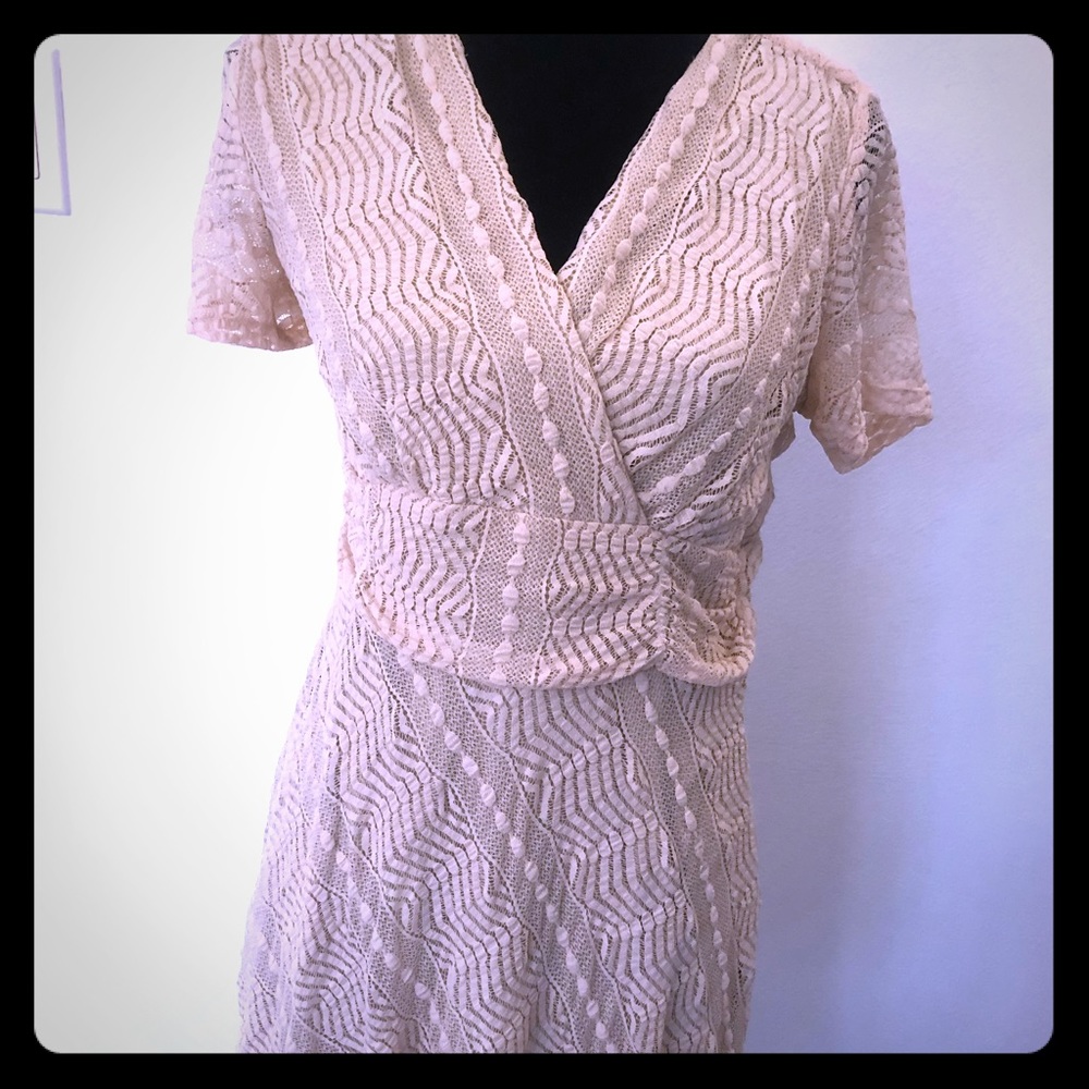 Blush colored lace dress with stretch